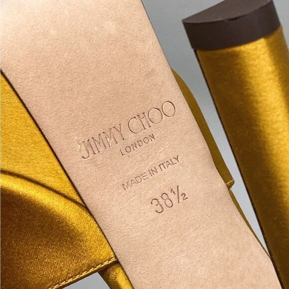 Jimmy Choo Saeda Satin Crystal Ankle-Strap Platform Sandals size 38.5 - Picture 14 of 14